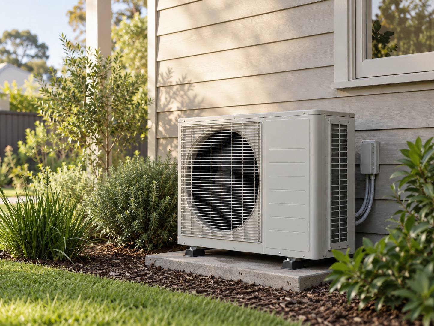 Outdoor air-conditioning unit beside a house